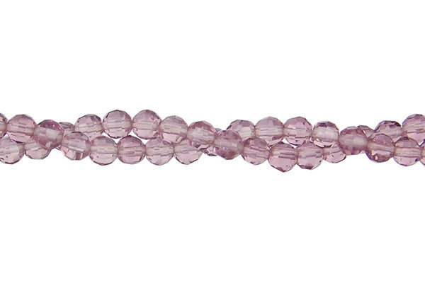Amethyst Quartz Glass Beads - Faceted Round - 4mm - 16-inch - unbranded beads for jewelry making