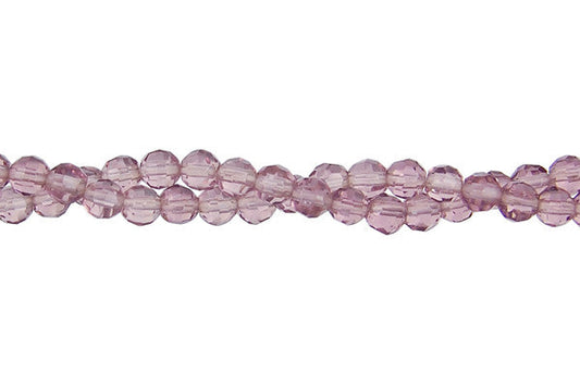 Amethyst Quartz Glass Beads - Faceted Round - 4mm - 16-inch - unbranded beads for jewelry making
