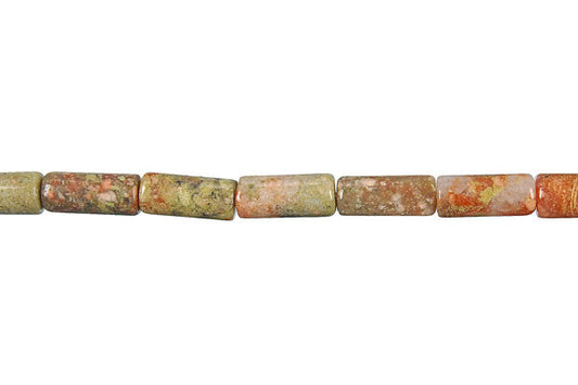 Unakite Tube Beads, 16-Inch Strand, Jewelry Making Supplies