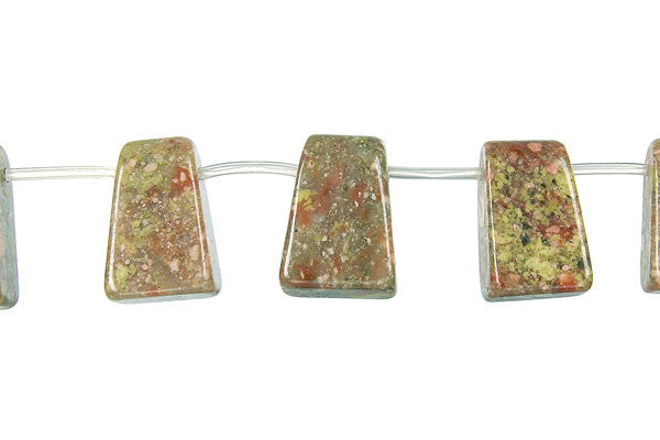 Unakite Beads - Rectangle Pendant - 15x20mm - 16-inch - unbranded beads for jewelry making