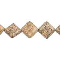 Picasso Jasper Puffy Square Beads, 16-Inch Strand, Beads for Jewelry Making