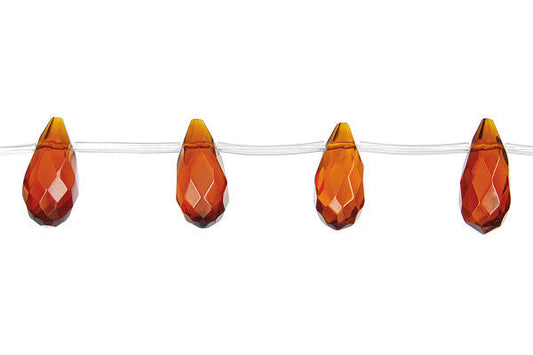 Amber Quartz Thin Briolette Faceted Beads, 16-Inch Strand, Beads for Jewelry Making