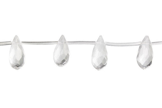 Clear Quartz Thin Briolette Faceted Beads, 16-Inch Strand, Beads for Jewelry Making