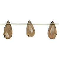 Smoky Quartz Glass Thin Briolette Faceted Beads, 16-Inch Strand, Jewelry Making Supplies
