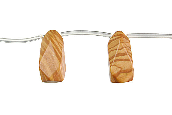 Wood Jasper Machine Briolette Faceted Beads, 16-Inch Strand, Jewelry Making Supplies