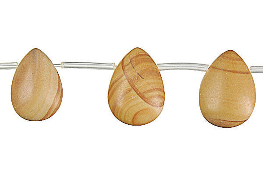 Wood Jasper Flat Briolette Beads, 16-Inch Strand, Jewelry Making Supplies