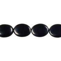 Black Quartz Flat Oval Beads, 16-Inch Strand, Beads for Jewelry Making