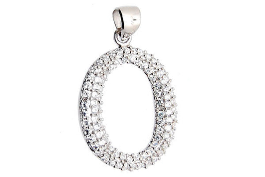 Sterling Silver CZ Paved Pendant Style (la30), Oval