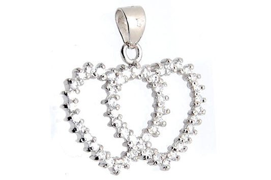 Sterling Silver CZ Paved Pendant Style (la31), Double Hearts