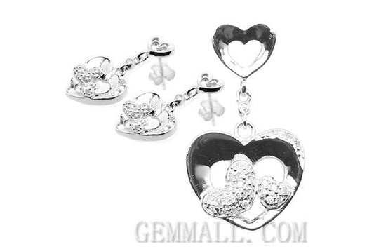 Sterling Silver CZ Paved Pendant with Earring Style (RHPE0016)