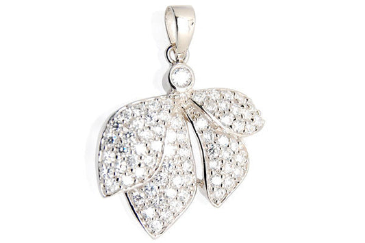 Sterling Silver CZ Paved Pendant Style (zy150), Leaf